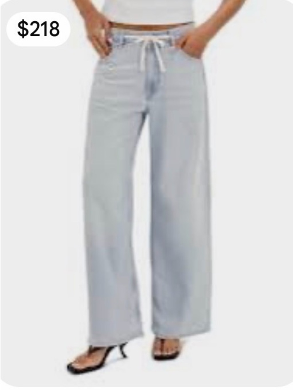 Vintage Havana Light Blue Wide-Leg Jeans with Drawstring- NWT